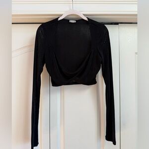INTIMATELY FREE PEOPLE | Black Faux Wrap Cropped Long Sleeve Top